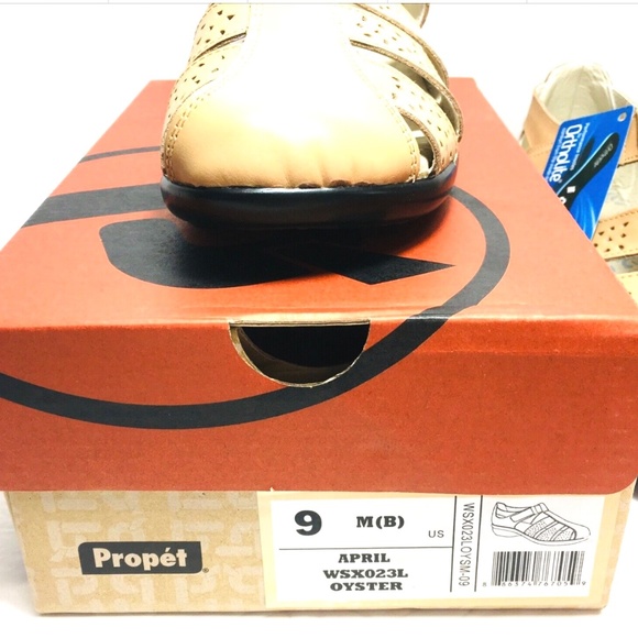 Propet Unisex-Adult Propet  April Fisherman Beige Leather Sandals Oyster 9M main image 9